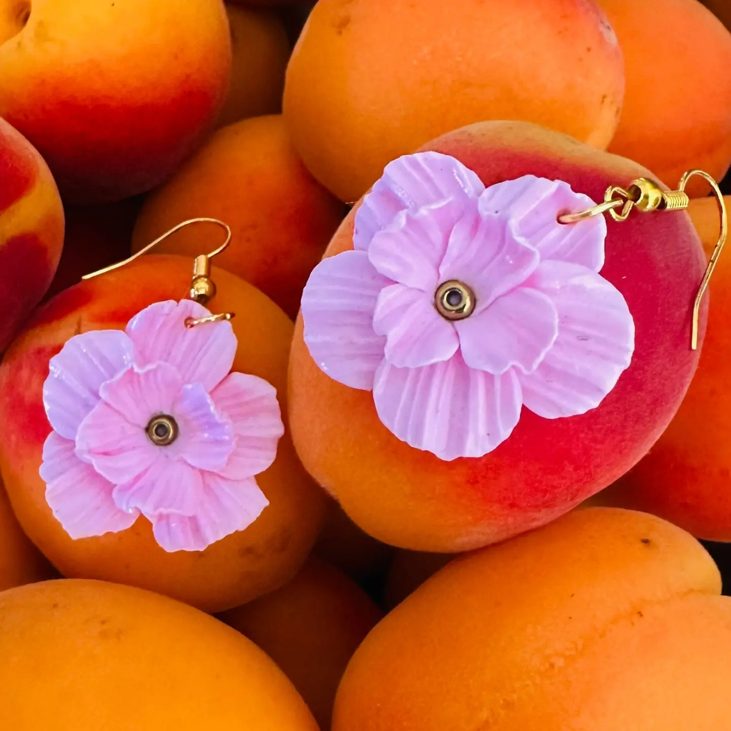 Boucles d'oreilles hibiscus rose